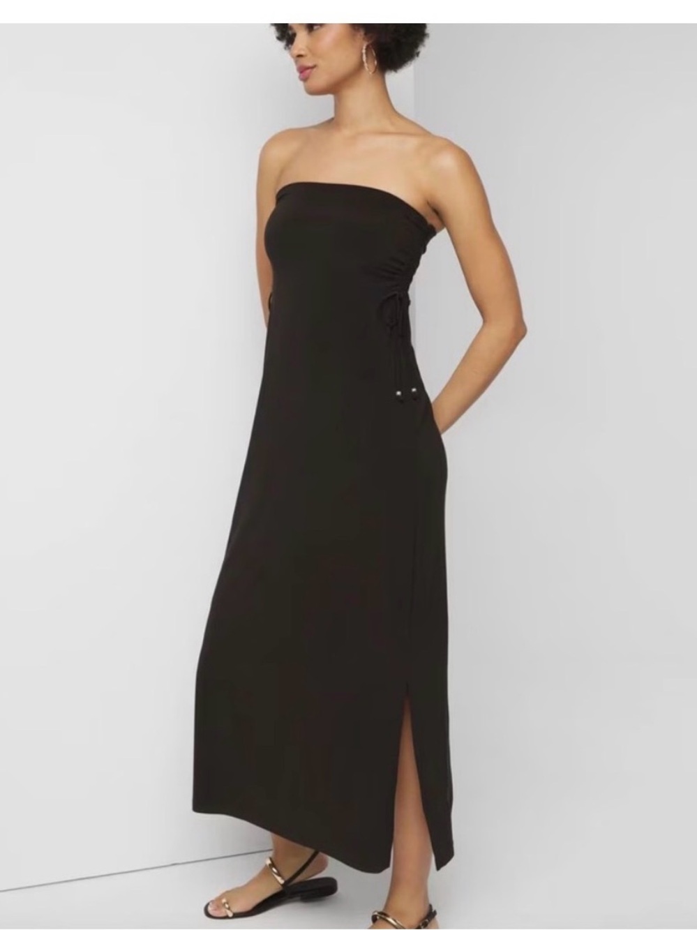 NWT Black Convertible Maxi Dress/Skirt Strapless 2-in-1 Side Slit